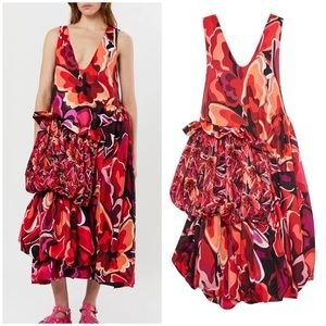 Kika Vargas Butterfly Ruffled Dress Red Size Small